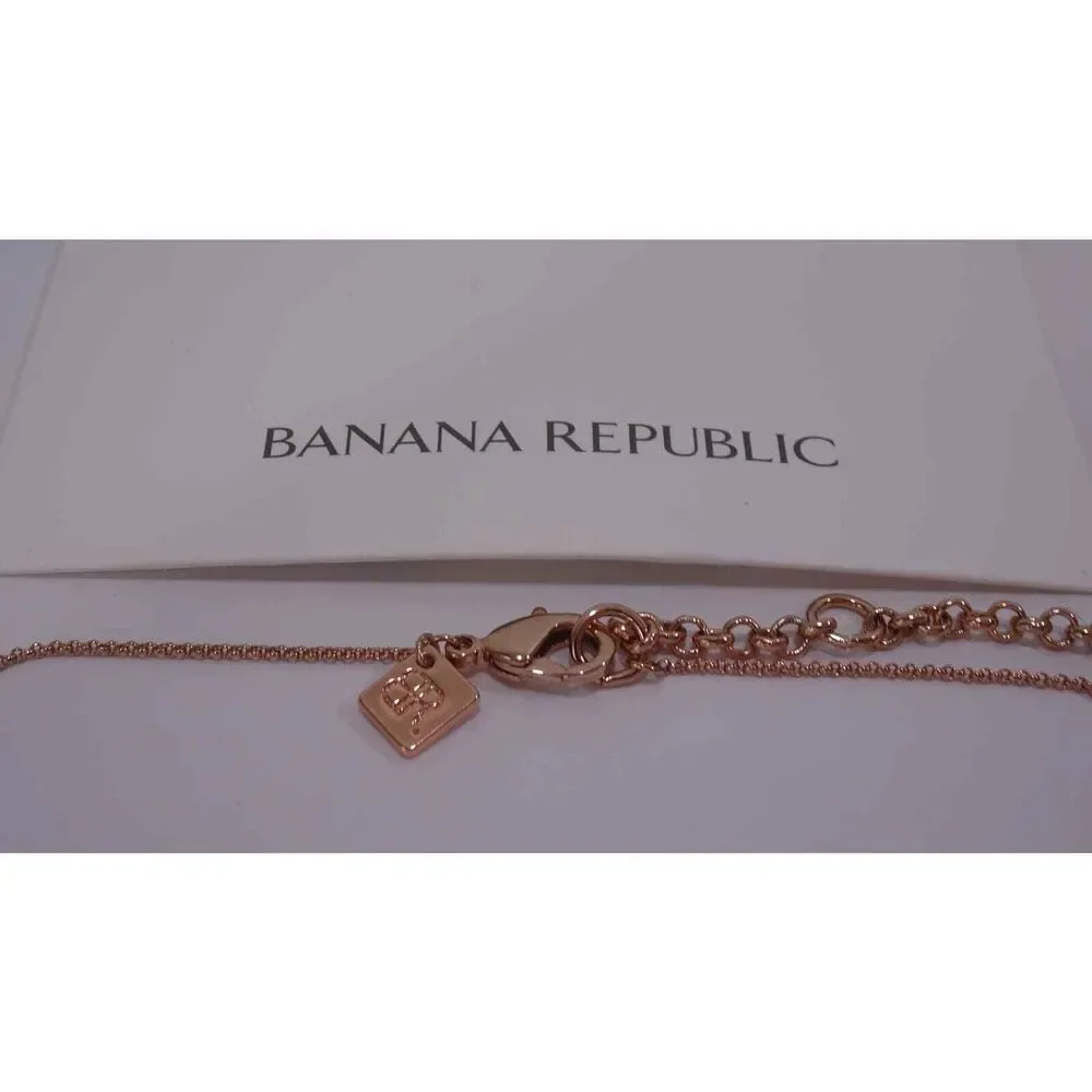 Banana Republic Women's Rose Gold Pave Circle Pendant Necklace NWT 48